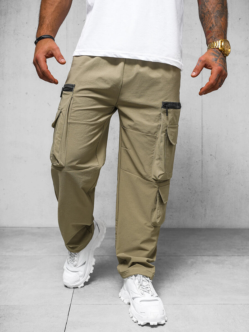 Pánske Nohavice Tmavo-Béžové OZONEE O/PS5526