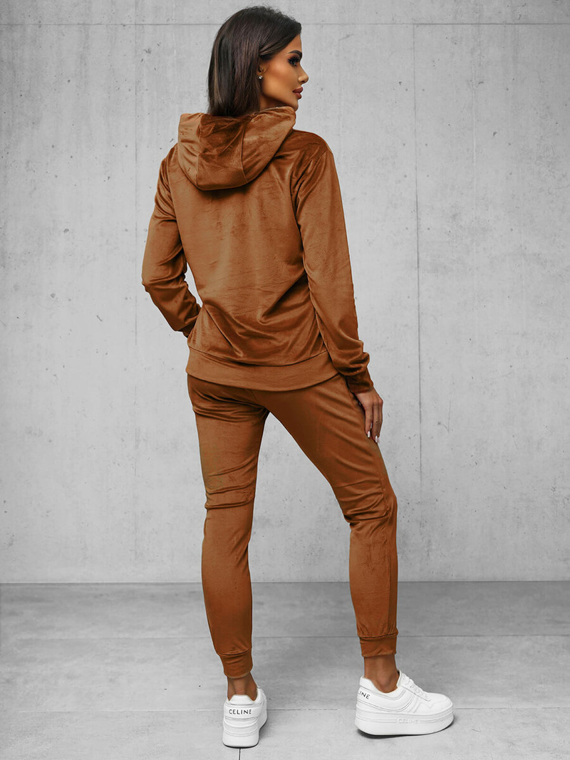 Dámska Velúrová Tepláková Súprava Hnedý OZONEE O/8C1175/33Z