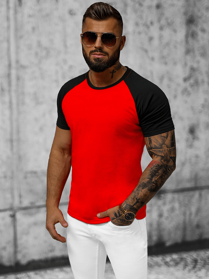 Pánske Tričko Červeno-Čierné OZONEE JS/8T82/8Z