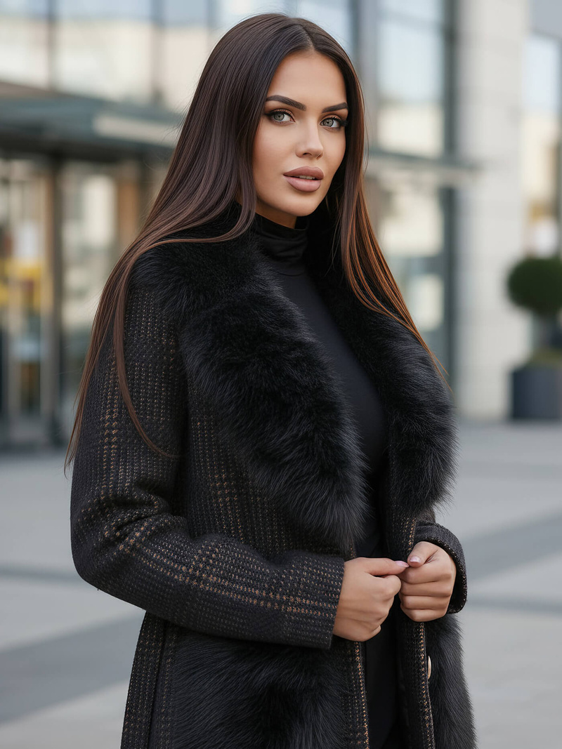 Dámsky Kabát Čierne OZONEE JS/53M5200/1Z