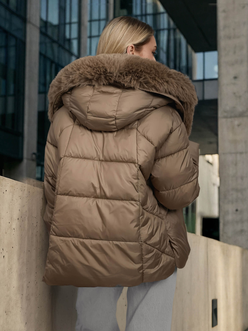 Dámska Bunda Tmavo-Béžové OZONEE O/16M9179/84Z