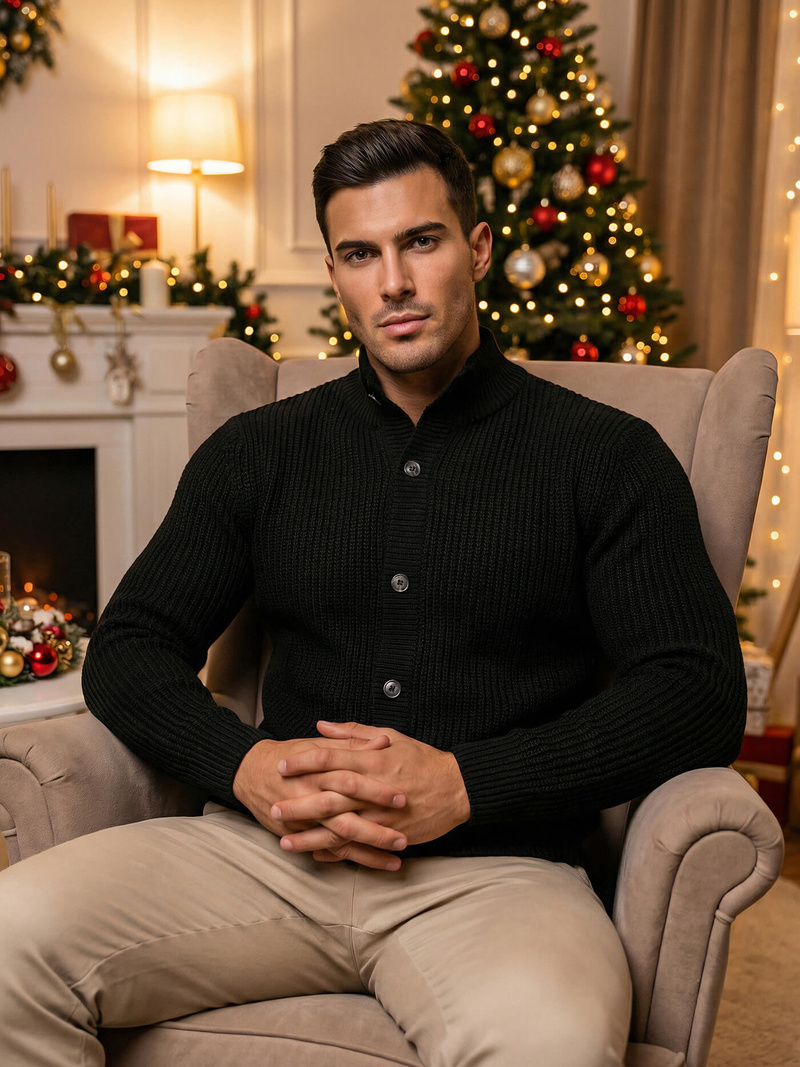 Pánsky Sveter Čierny OZONEE NB/MM6020/4Z