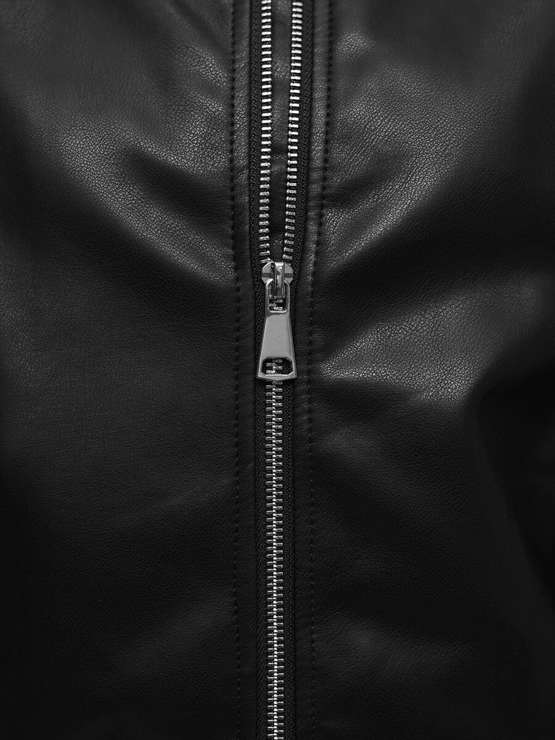 Dámska Kožená Bunda Čierna OZONEE O/G116Z