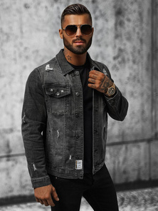 Pánska Riflová Bunda Čierna OZONEE NB/MJ515N