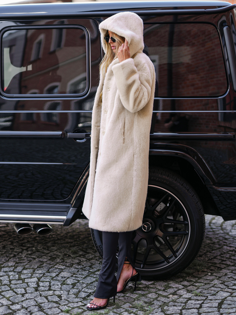 Dámska kožušinová zimná bunda béžová OZONEE JS/11Z8250