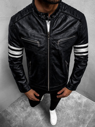 Pánska koženková bunda Čiernobiela OZONEE YD/BF59359Z