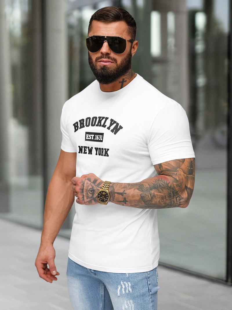 Pánske Tričko Biele OZONEE NB/MT3134