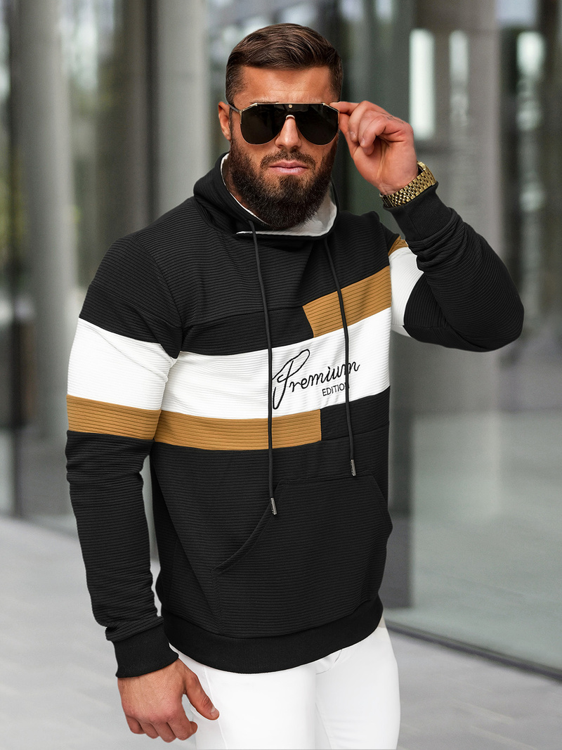 Pánska Mikina Čierna OZONEE O/B7524Z