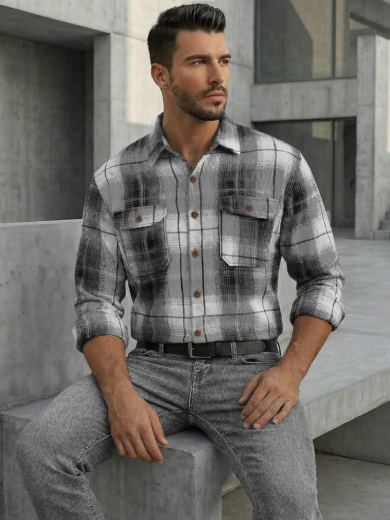 Pánska košeľa čiernobiela OZONEE NB/MC728N/4Z