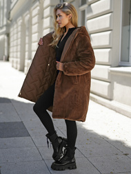 Dámska dlhá zimná bunda čokoláda OZONEE JS/5M3352/158