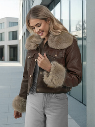 Dámska Kožená Bunda Čokoláda OZONEE JS/61M8513/158