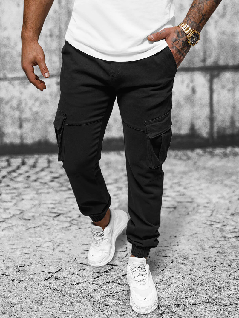 Pánske Chino Jogger Nohavice Čierne OZONEE NB/MP0105NZ