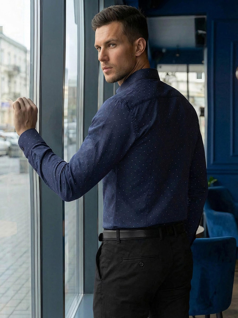 Pánska Košeľa Námornícka Modré OZONEE V/V181Z