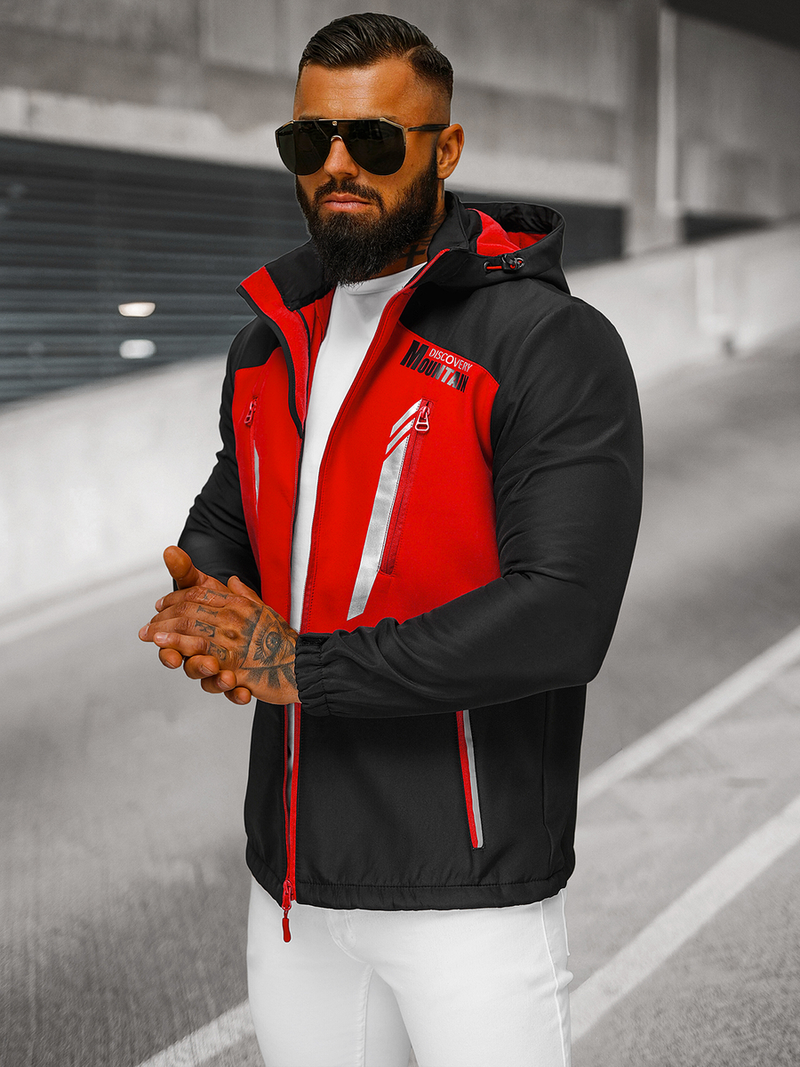 Pánska softshell Bunda Čierno-Červená OZONEE JS/HH022/1C