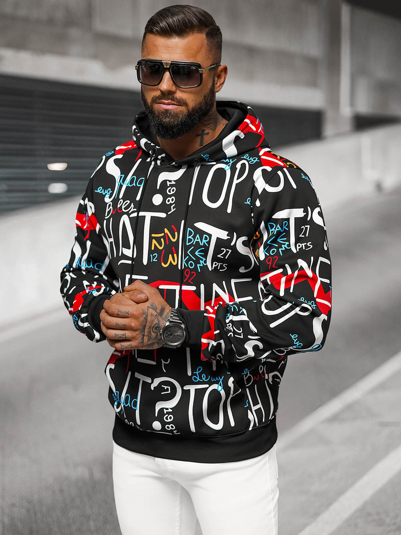 Pánska Mikina Čierna OZONEE JS/8B1233/3