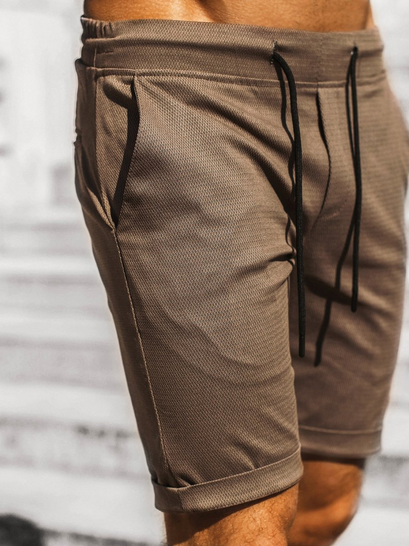 Pánske chino kraťasy hnedé OZONEE DJ/1007