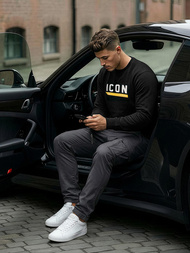 Pánska Mikina Čierna OZONEE JS/8B1753/3