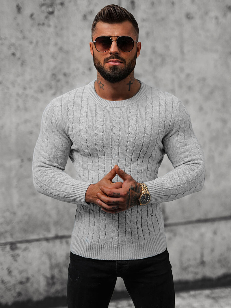 Pánsky Sveter Sivý OZONEE NB/MM6021/2Z