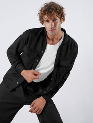 Pánska Košeľa Čierna OZONEE O/GOM23039