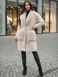 Dámsky kabát béžový OZONEE JS/53M5200/155Z