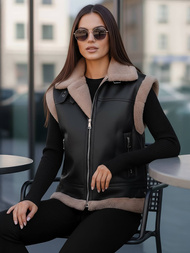 Dámska kožená vesta čierna OZONEE JS/61M8503/392Z