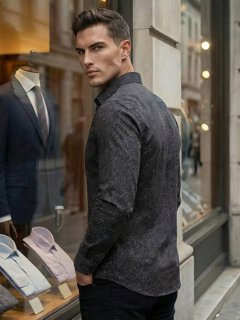 Pánska Košeľa Crna OZONEE V/V184Z