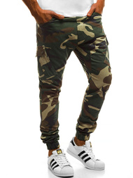 OZONEE A/0853 Pánske jogger nohavice Maskáčovo-Zelené